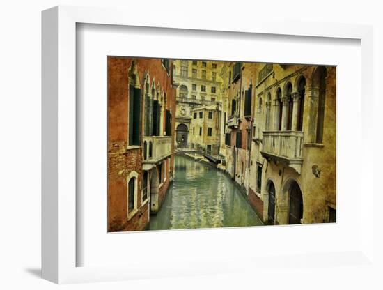 Textures on Canals of Venice Along with Bridges and Old Homes-Darrell Gulin-Framed Photographic Print