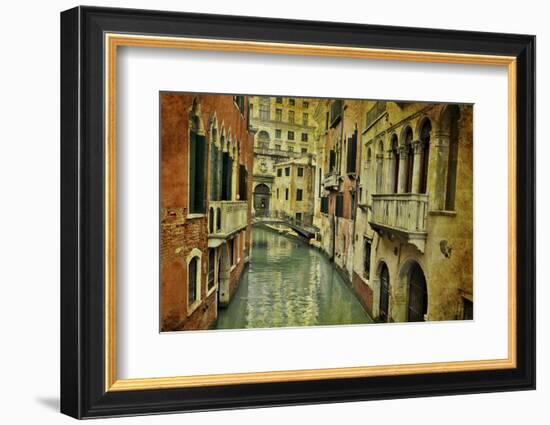 Textures on Canals of Venice Along with Bridges and Old Homes-Darrell Gulin-Framed Photographic Print