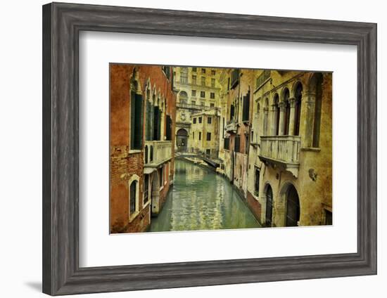 Textures on Canals of Venice Along with Bridges and Old Homes-Darrell Gulin-Framed Premium Photographic Print