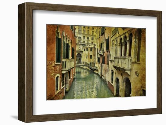 Textures on Canals of Venice Along with Bridges and Old Homes-Darrell Gulin-Framed Premium Photographic Print