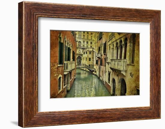 Textures on Canals of Venice Along with Bridges and Old Homes-Darrell Gulin-Framed Premium Photographic Print