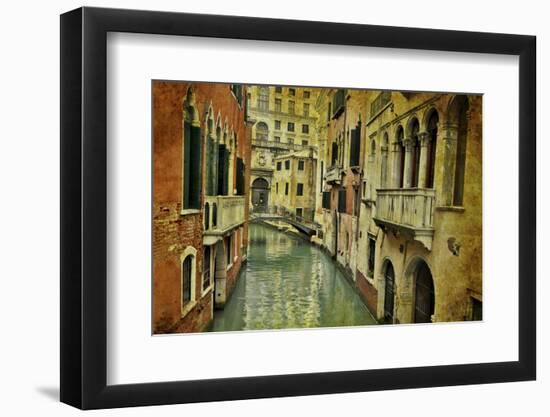 Textures on Canals of Venice Along with Bridges and Old Homes-Darrell Gulin-Framed Premium Photographic Print