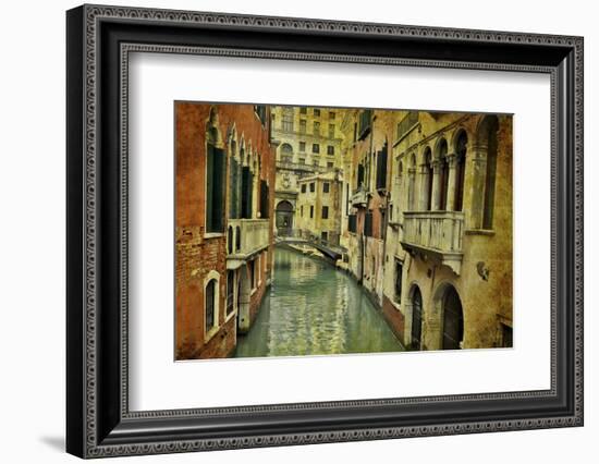 Textures on Canals of Venice Along with Bridges and Old Homes-Darrell Gulin-Framed Premium Photographic Print