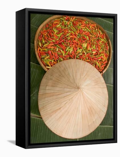 Thai Chile Peppers and Traditional Hat, Isan Region, Thailand-Gavriel Jecan-Framed Premier Image Canvas