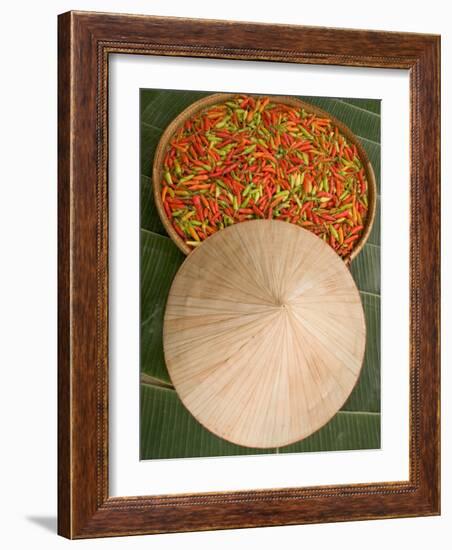 Thai Chile Peppers and Traditional Hat, Isan Region, Thailand-Gavriel Jecan-Framed Photographic Print