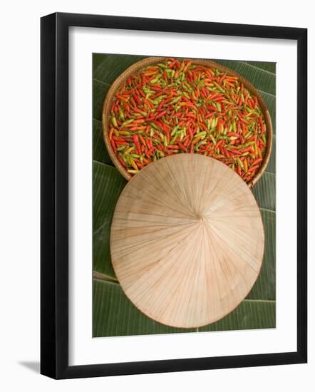 Thai Chile Peppers and Traditional Hat, Isan Region, Thailand-Gavriel Jecan-Framed Photographic Print