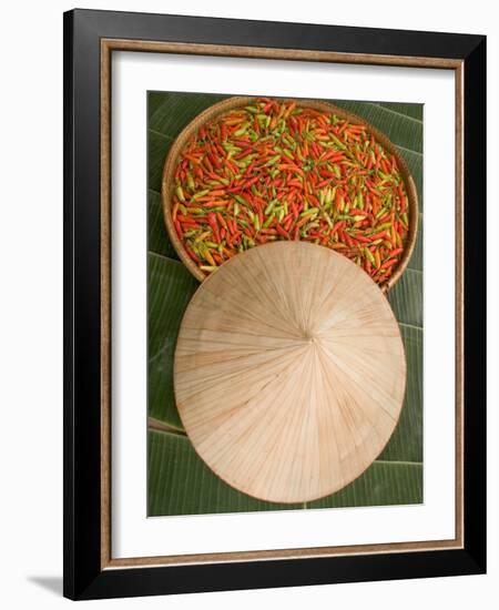 Thai Chile Peppers and Traditional Hat, Isan Region, Thailand-Gavriel Jecan-Framed Photographic Print