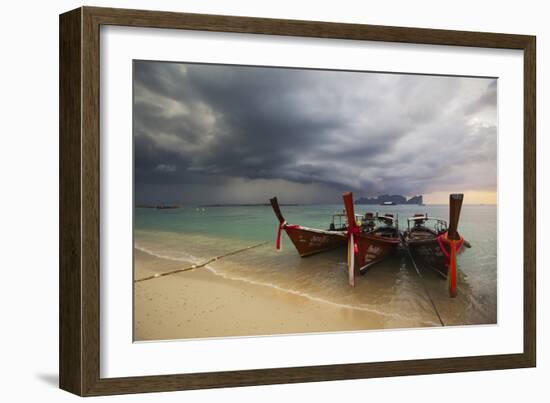 Thai Fishing Boats Beached on Phi Phi Island During a Storm-Alex Saberi-Framed Photographic Print