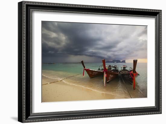 Thai Fishing Boats Beached on Phi Phi Island During a Storm-Alex Saberi-Framed Photographic Print