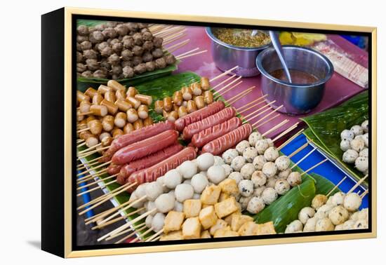 Thai Food Grill Sticks, Bangkok, Thailand-Peter Adams-Framed Premier Image Canvas