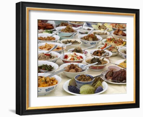 Thai Food Offered During a Festival at Buddhapadipa Temple, Wimbledon, London, England, Uk-null-Framed Photographic Print