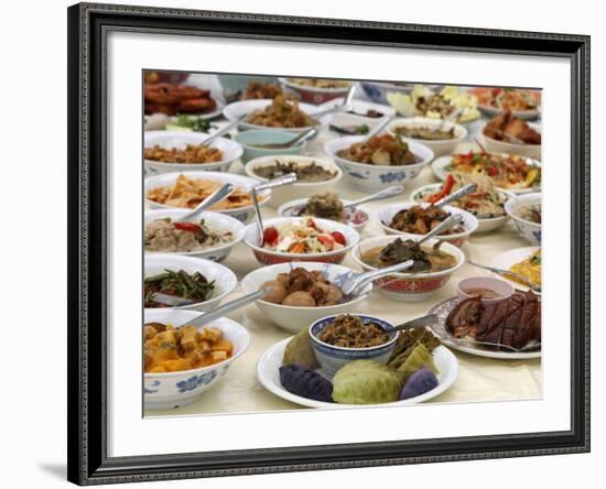 Thai Food Offered During a Festival at Buddhapadipa Temple, Wimbledon, London, England, Uk-null-Framed Photographic Print