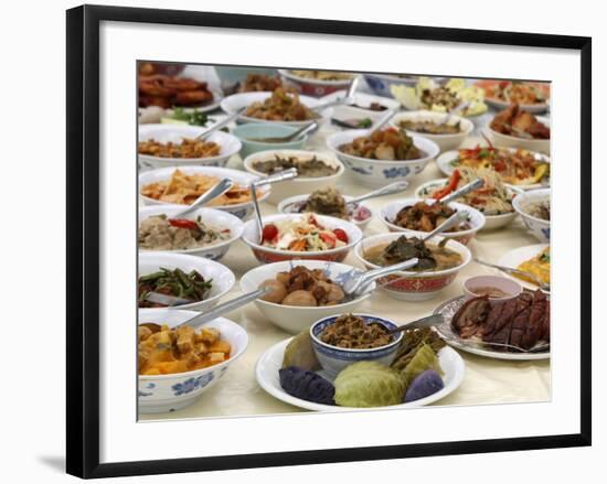 Thai Food Offered During a Festival at Buddhapadipa Temple, Wimbledon, London, England, Uk-null-Framed Photographic Print