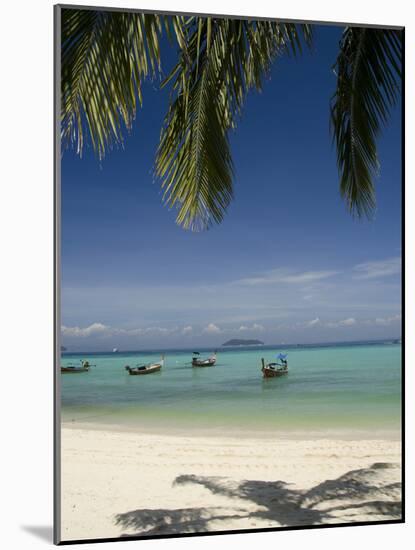 Thai Longboats Along the Coast of Phi Phi Don Island, Phuket, Andaman Sea, Thailand-Cindy Miller Hopkins-Mounted Photographic Print