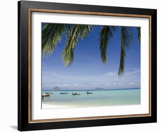 Thai Longboats Along the Coast of Phi Phi Don Island, Phuket, Andaman Sea, Thailand-Cindy Miller Hopkins-Framed Photographic Print