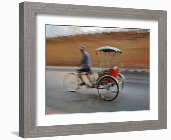 Thai Man in Motion, Chiang Mai, Thailand.-Adam Jones-Framed Photographic Print