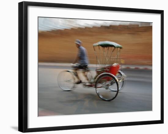 Thai Man in Motion, Chiang Mai, Thailand.-Adam Jones-Framed Photographic Print