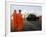 Thai Monks Watch as Soldiers Guard an Area Near Crucial Government Buildings Bangkok, Thailand-null-Framed Photographic Print