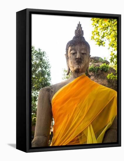 Thailand, Ayutthaya, Buddha Draped with Orange-Terry Eggers-Framed Premier Image Canvas