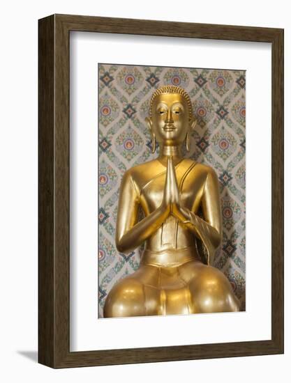 Thailand, Bangkok. Chinatown, Wat Traimit, home of the Golden Buddha, small Buddha statue.-Walter Bibikow-Framed Photographic Print