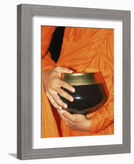 Thailand, Bangkok, Detail of Monk Holding Alms Bowl-Steve Vidler-Framed Photographic Print