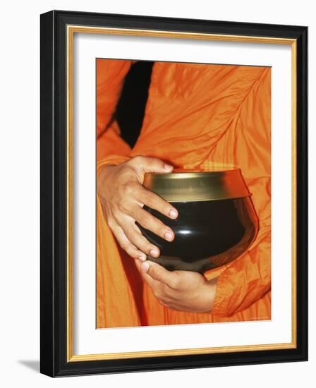 Thailand, Bangkok, Detail of Monk Holding Alms Bowl-Steve Vidler-Framed Photographic Print