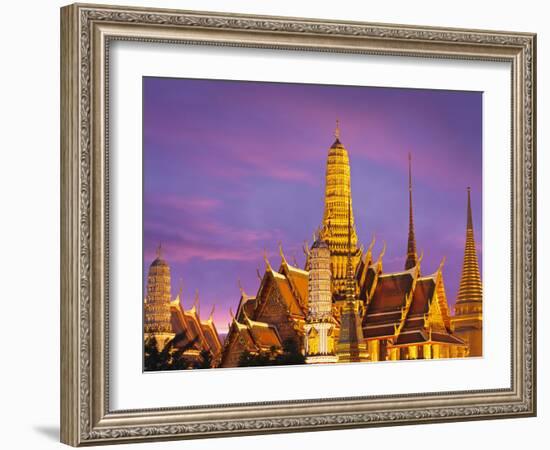 Thailand, Bangkok, Grand Palace, Wat Phra Kaeo at Dusk-Shaun Egan-Framed Photographic Print