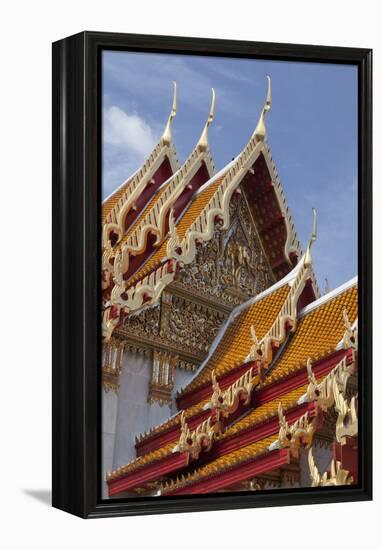 Thailand, Bangkok. Repeating roof design of Wat Benchamabophit.-Brenda Tharp-Framed Premier Image Canvas