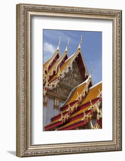 Thailand, Bangkok. Repeating roof design of Wat Benchamabophit.-Brenda Tharp-Framed Photographic Print