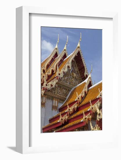 Thailand, Bangkok. Repeating roof design of Wat Benchamabophit.-Brenda Tharp-Framed Photographic Print