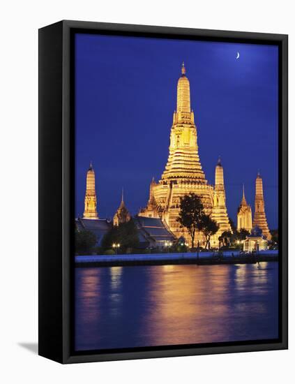 Thailand, Bangkok, Wat Arun Temple at Night-Shaun Egan-Framed Premier Image Canvas