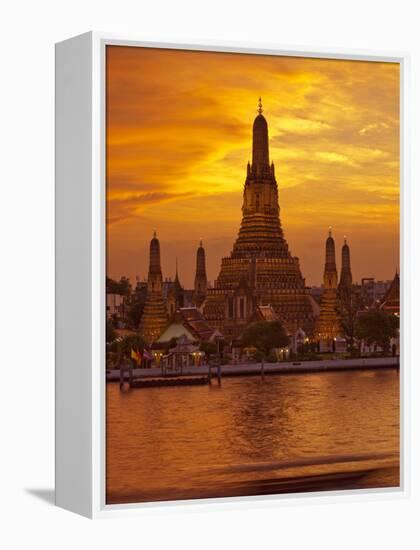 Thailand, Bangkok, Wat Arun ,Temple of the Dawn and Chao Phraya River Illuminated at Sunset-Gavin Hellier-Framed Premier Image Canvas