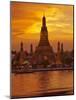 Thailand, Bangkok, Wat Arun ,Temple of the Dawn and Chao Phraya River Illuminated at Sunset-Gavin Hellier-Mounted Photographic Print