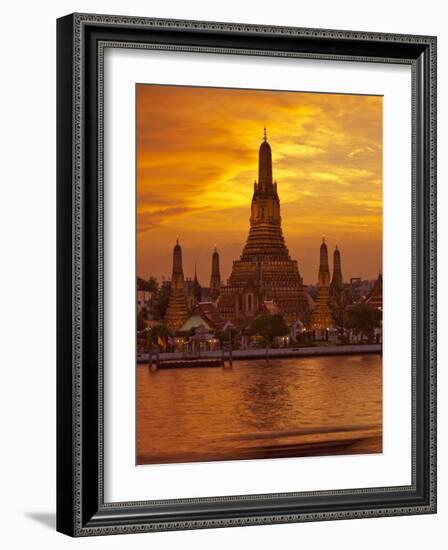 Thailand, Bangkok, Wat Arun ,Temple of the Dawn and Chao Phraya River Illuminated at Sunset-Gavin Hellier-Framed Photographic Print