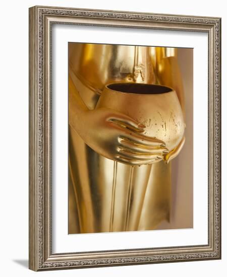 Thailand, Bangkok, Wat Bovornives Aka Wat Bovon, Detail of Buddha Statue Hand Holding Alms Bowl-Steve Vidler-Framed Photographic Print