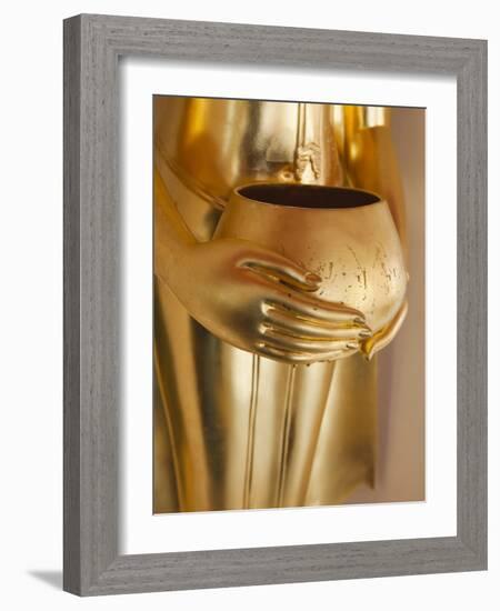 Thailand, Bangkok, Wat Bovornives Aka Wat Bovon, Detail of Buddha Statue Hand Holding Alms Bowl-Steve Vidler-Framed Photographic Print