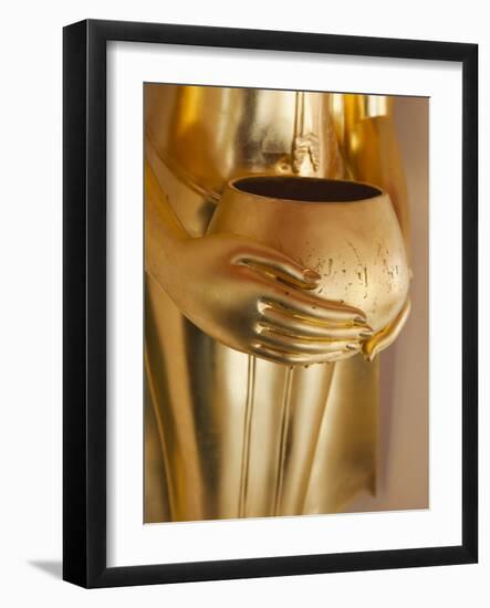 Thailand, Bangkok, Wat Bovornives Aka Wat Bovon, Detail of Buddha Statue Hand Holding Alms Bowl-Steve Vidler-Framed Photographic Print