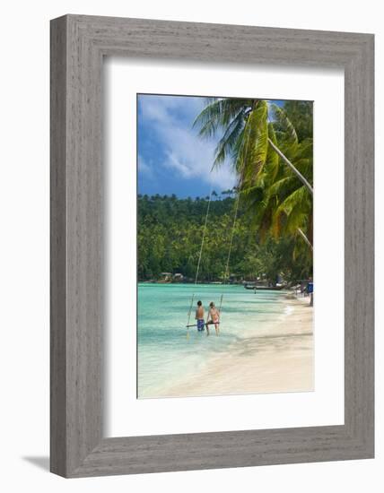 Thailand: Beach swing, Salad Beach (Hat Salad), Ko Phangan (photo)-null-Framed Photographic Print