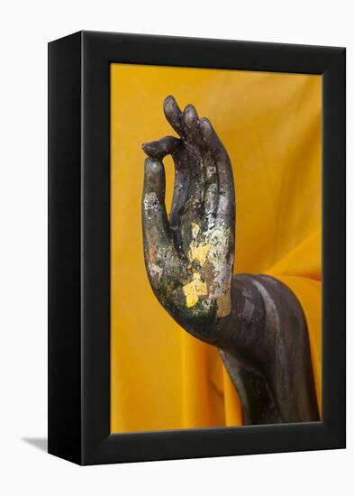 Thailand. Buddha Statue hand with gold leaf tokens.-Brenda Tharp-Framed Premier Image Canvas