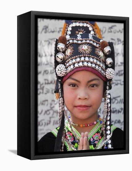 Thailand, Chiang Mai, Chiang Mai Flower Festival, Akha Hilltribe Girl-Steve Vidler-Framed Premier Image Canvas