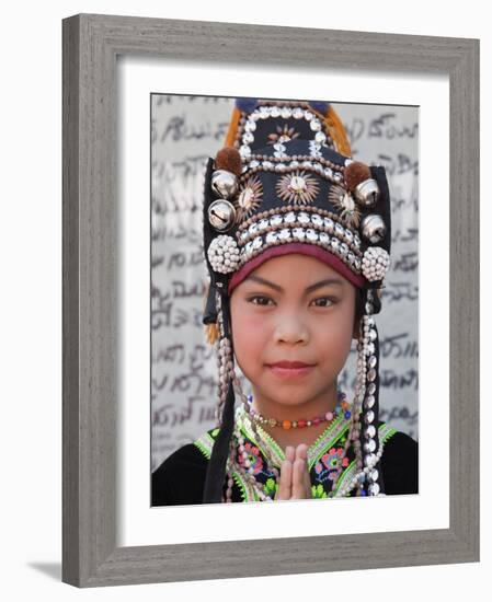 Thailand, Chiang Mai, Chiang Mai Flower Festival, Akha Hilltribe Girl-Steve Vidler-Framed Photographic Print