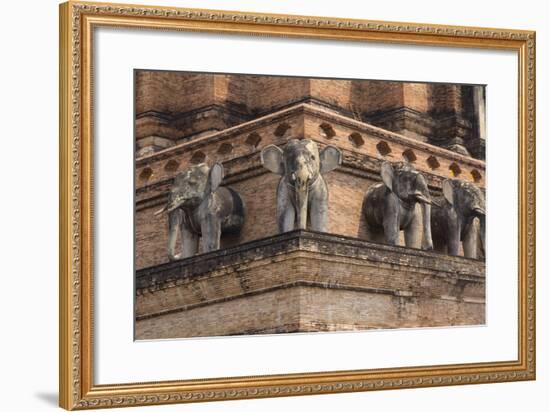 Thailand, Chiang Mai, Wat Chedi Luang. Elephant Statues-Emily Wilson-Framed Photographic Print