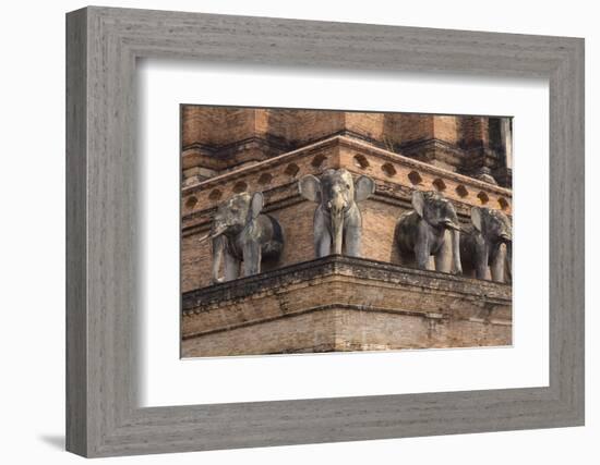 Thailand, Chiang Mai, Wat Chedi Luang. Elephant Statues-Emily Wilson-Framed Photographic Print