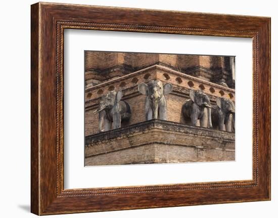 Thailand, Chiang Mai, Wat Chedi Luang. Elephant Statues-Emily Wilson-Framed Photographic Print