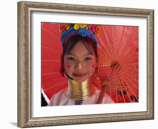 Thailand, Chiang Rai, Long Neck Karen Hilltribe, Long Neck Girl-Steve Vidler-Framed Photographic Print