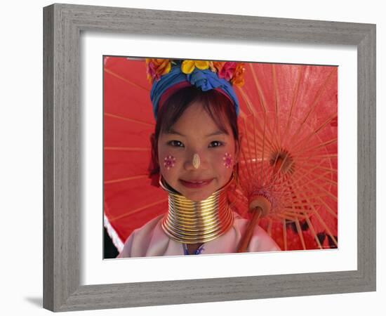 Thailand, Chiang Rai, Long Neck Karen Hilltribe, Long Neck Girl-Steve Vidler-Framed Photographic Print