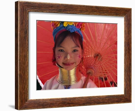 Thailand, Chiang Rai, Long Neck Karen Hilltribe, Long Neck Girl-Steve Vidler-Framed Photographic Print