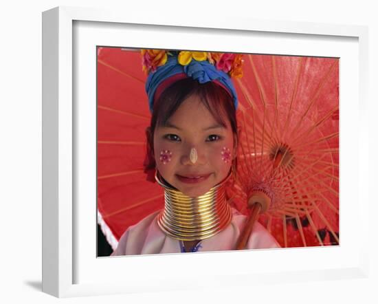 Thailand, Chiang Rai, Long Neck Karen Hilltribe, Long Neck Girl-Steve Vidler-Framed Photographic Print