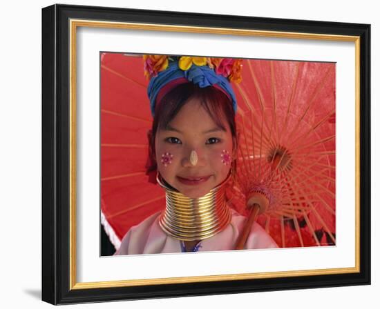 Thailand, Chiang Rai, Long Neck Karen Hilltribe, Long Neck Girl-Steve Vidler-Framed Photographic Print