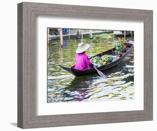 Thailand, Damnoen, Damnoen Saduak Floating Market with Vendor-Terry Eggers-Framed Photographic Print